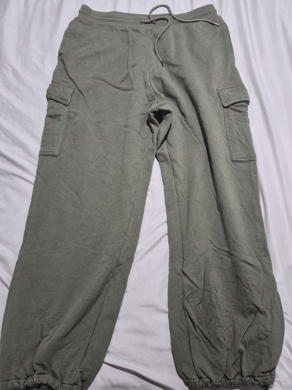 Women's Olive Cargo Sweatpants with Drawstring Waist